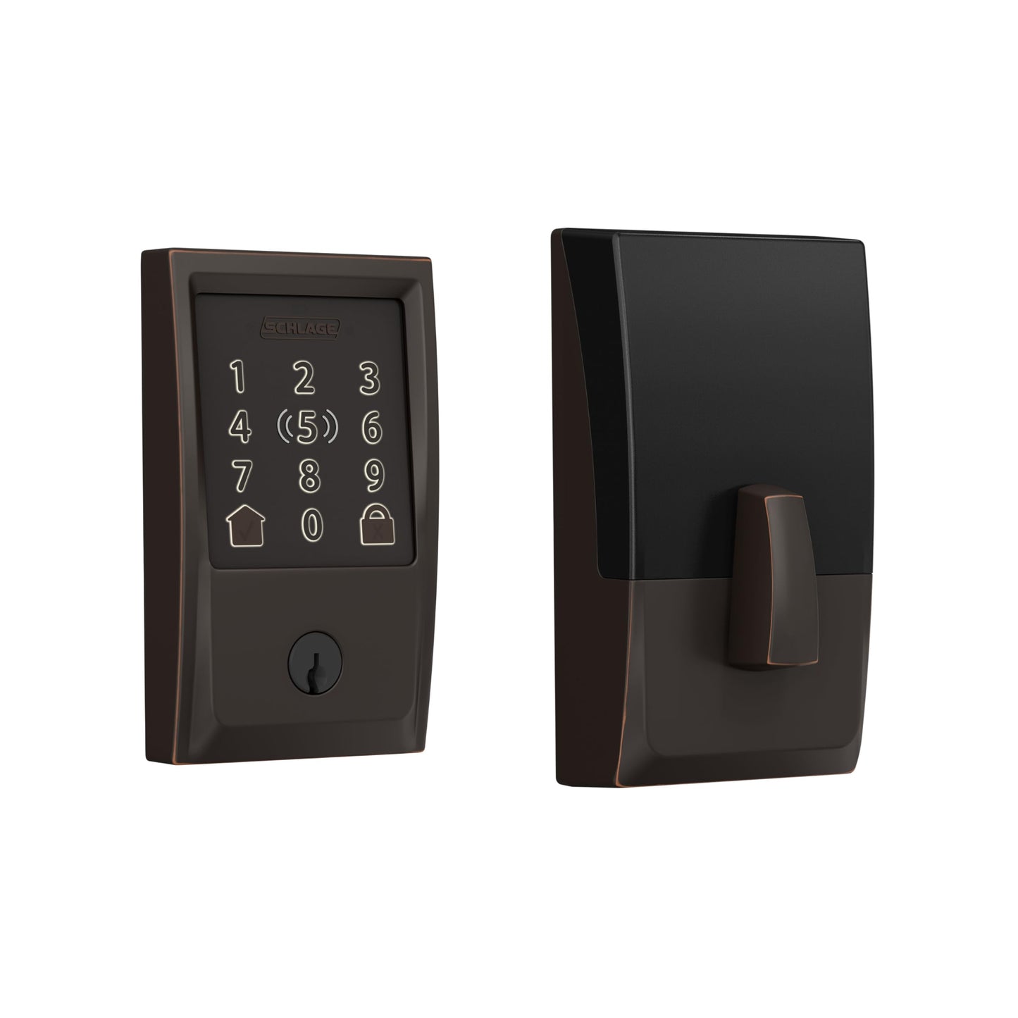 Schlage BE499WB CAM 619 Encode Plus WiFi Deadbolt Smart Lock, Keyless Entry Touchscreen Door Lock with Camelot Trim, Satin Nickel