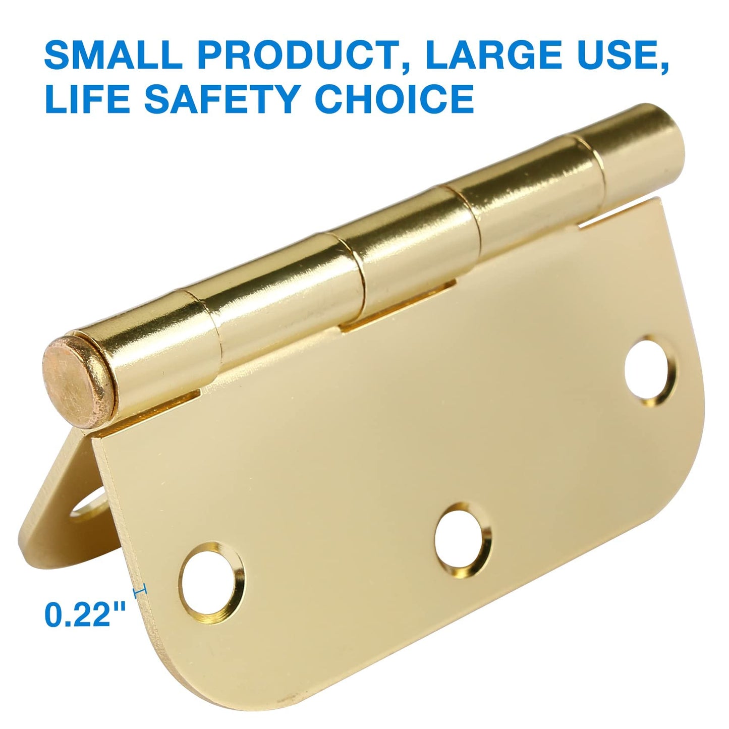 18 Pack Interior Door Hinges Polished Brass 3.5 inch X 3-1/2" 5/8 Radius,3 ½"Gold Round Standard Hinge for Single Doors DIY Assembly Bi-fold Table Hardware Kit House Accessories Home Eseentials