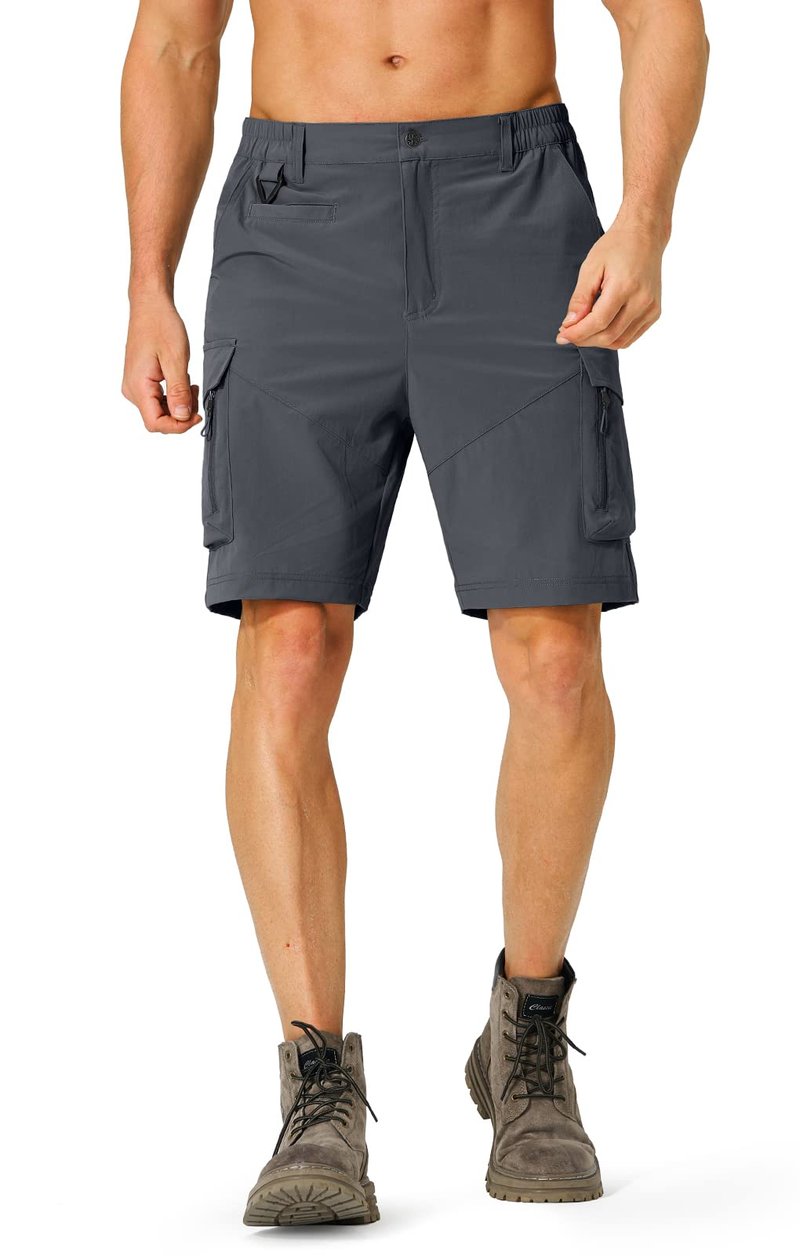 Hugut Men's Hiking Cargo Shorts Quick Dry Lightweight Travel Shorts with Multi Pockets for Fishing Camping Golf