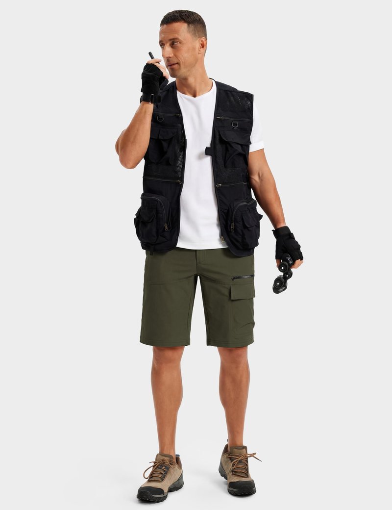 TACVASEN Cargo Shorts for Men Outdoor Work Hiking Shorts Lightweight Quick Dry Casual Summer Golf Dress Fishing Elastic Waist Green 32