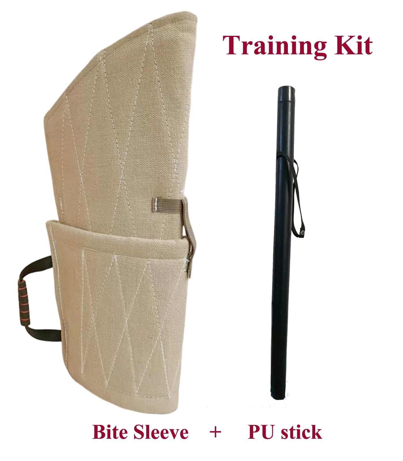 Xiami Leyuan Professional Big Dog Bite Sleeve Agility Equipment Dog Training Arm Protection +PU Leather Stick Kit Set (Canvas)