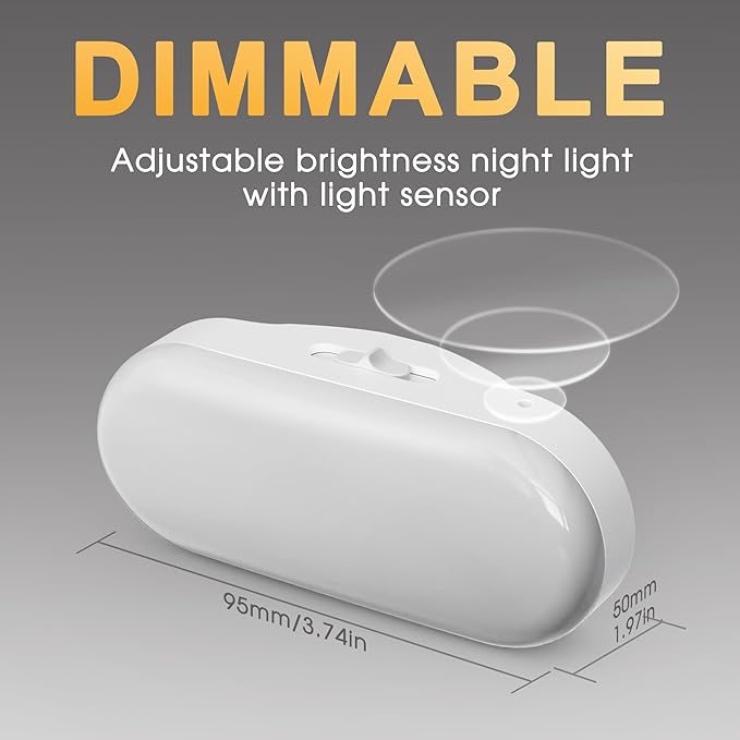 Briignite Plug in Night Light with Dusk to Dawn Sensor Night Lights Plug into Wall, Night Lights 2Pack, Adjustable Brightness, Daylight White Night Light for Kids 1W for Bedroom, Bathroom Stair