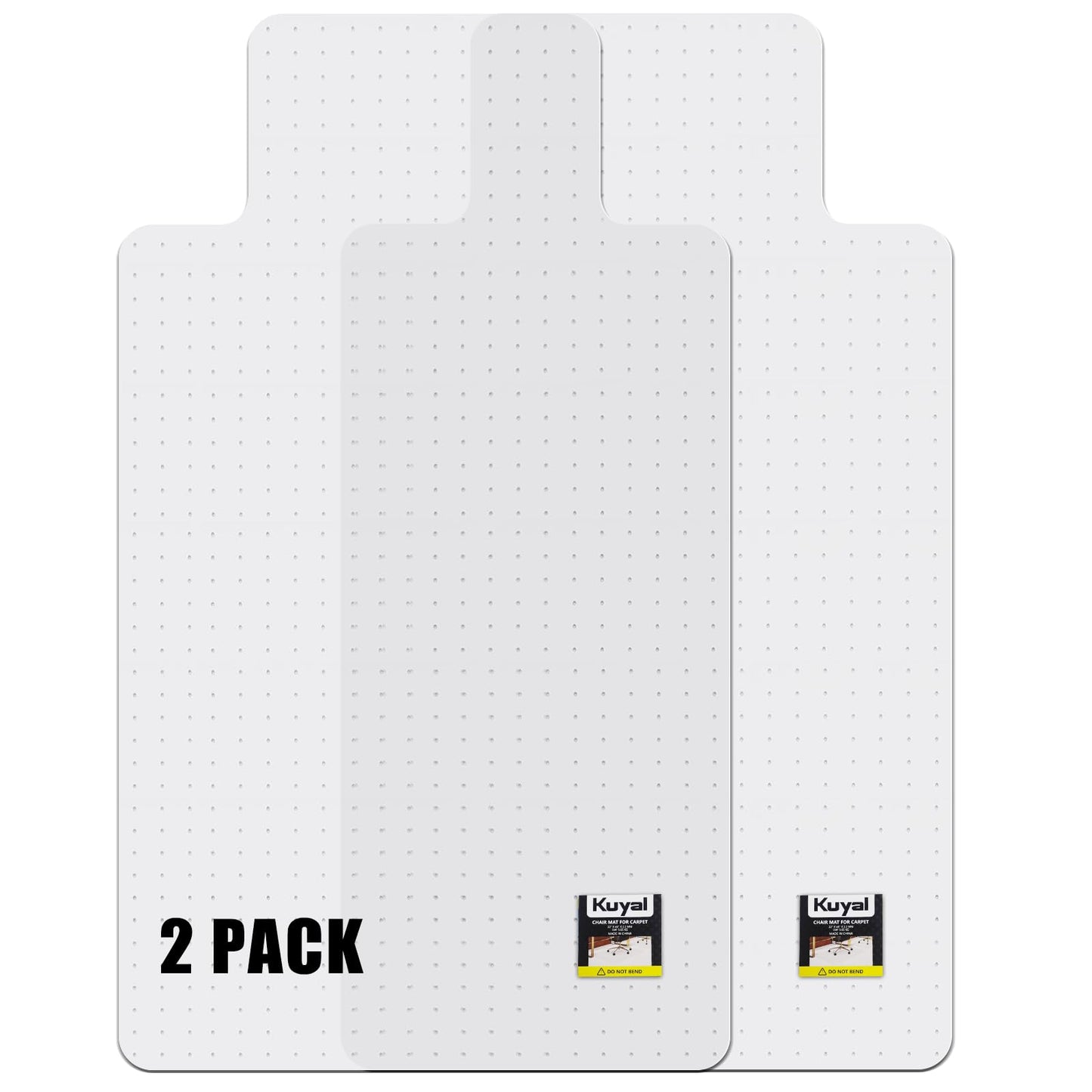 Kuyal Office Chair Mat for Carpet, 2Pack 32x55 Clear Heavy Duty Computer Chair Mat with Lip, Under Desk Protector Carpeted Floors Mat, Easy Chair Movement,Ship Flat