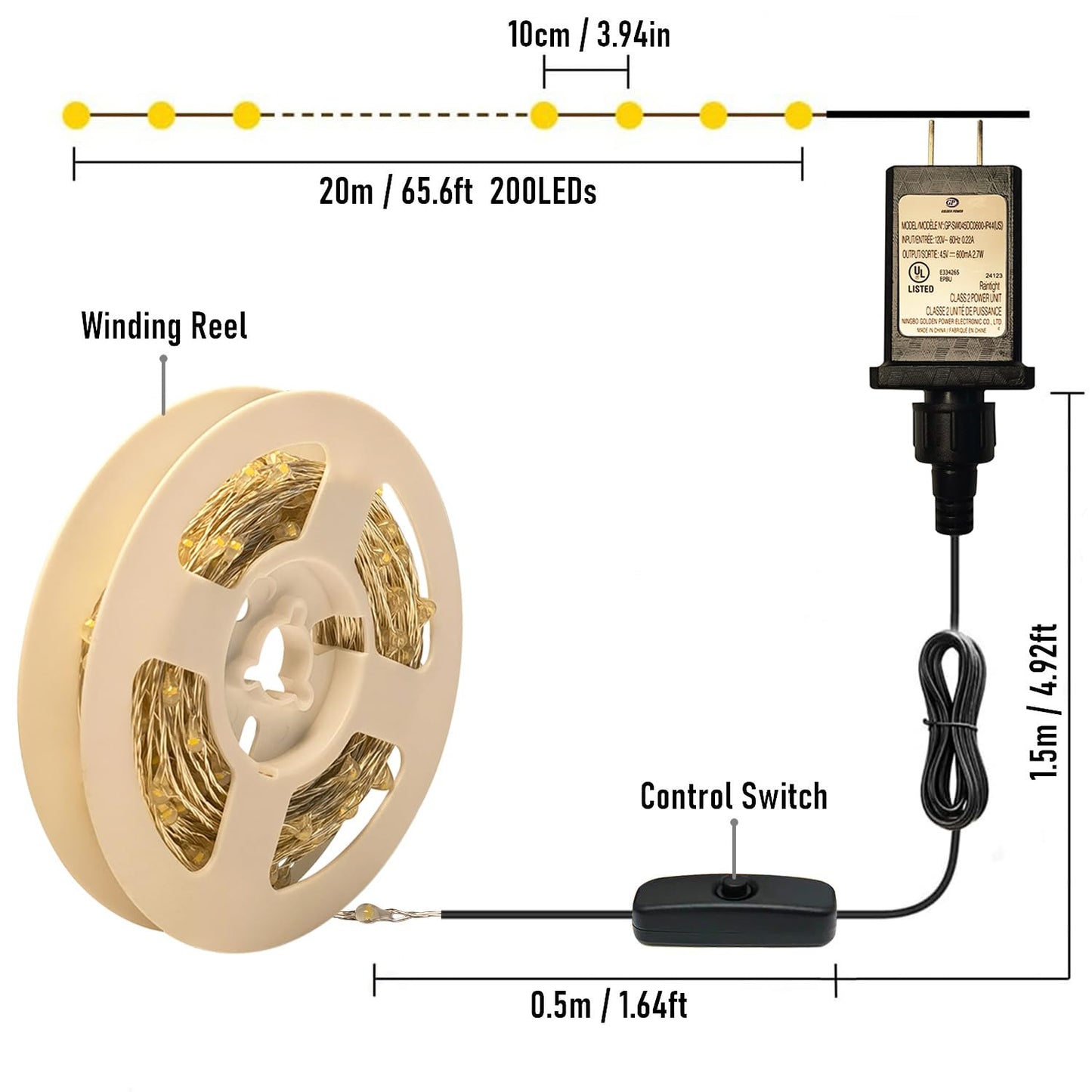 RUICHEN Plug in Fairy Lights with Switch, Waterproof 66 Ft 200 LED Silver Wire Starry String Firefly Lights for Bedroom, Patio, Garden, Balcony, Dorm, Pink