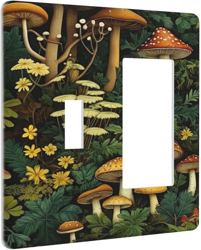 Mushrooms, Forest, Nature,Botanical Art, Foliage, Green Leaves, Woodland, Fantasy, Toadstools, Flora, Wildflowers