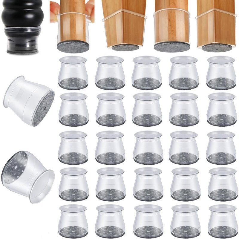 RKELA 48 Pack Chair Leg Floor Protectors, Furniture Feet Protectors for Hardwood Floors,Silicone Caps with Felt Pads, Anti-Scuff Reduce Noise(Fit:1-5/16" to 2")