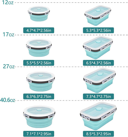 8 Collapsible Food Storage Containers, Silicone Collapsible Food Storage Containers, Collapsible Food Storage Silicone, Rv Collapsible Bowls, Collapsible Storage Containers for Food Camping
