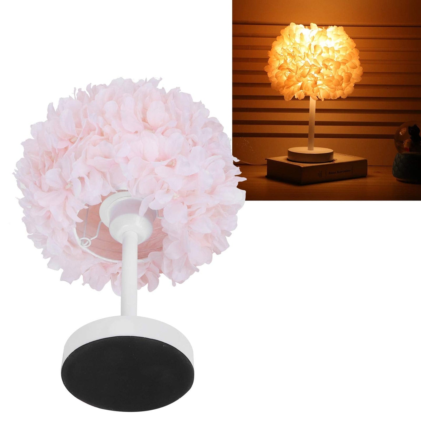 Table Lamp, Flower Table Lamp Bedside Bedroom Desktop Nightstand Decoration Supplies Light Pink, for Study Rooms, Bedrooms, Restaurants, Hotel Rooms(US Plug 110 220V)
