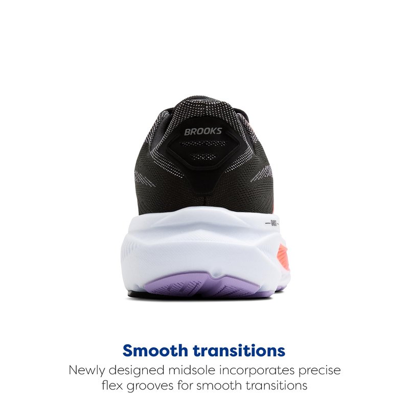 Brooks Women’s Ghost 17 Neutral Running Shoe - Black/Purple/Coral - 5.5 Medium
