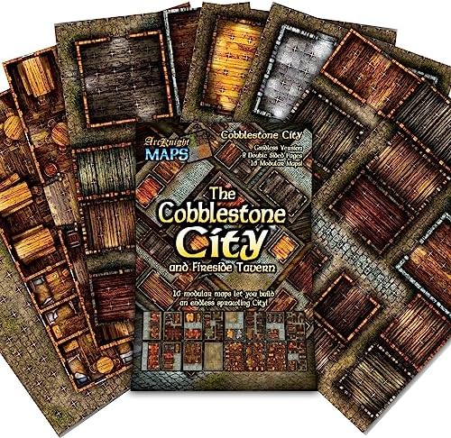 Arcknight The Cobblestone City Roleplaying Battlemaps 16 Modular RPG Maps in 8 Double-Sided Pages 1 Square Grid Modular &amp Versatile Design for Tabletop Gaming - for Dungeons &amp Dragons Pat