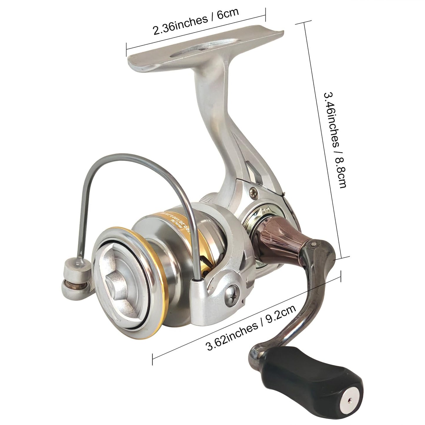 Compact Small Spinning Reels, 5.2:1 Gear Ratio, Ultra Smooth Powerful, CNC Aluminum Spool, 12+1 BB Light Weight for Ice, and Freshwater All Season Fishing