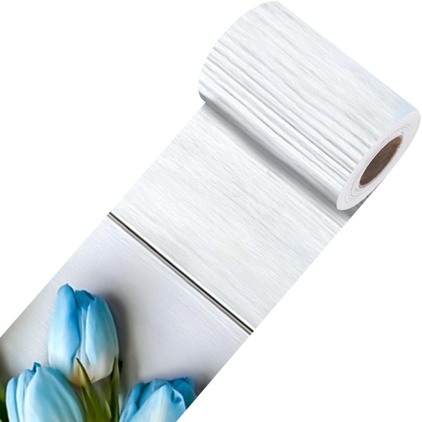 Nuxovilar Wallpaper Border Peel and Stick, Blue Tulip Floral Pattern Self-Adhesive Wallpaper, PVC 3.94×16.4 Ft, Decorative for Bedroom, Living Room, Spring Home Decor