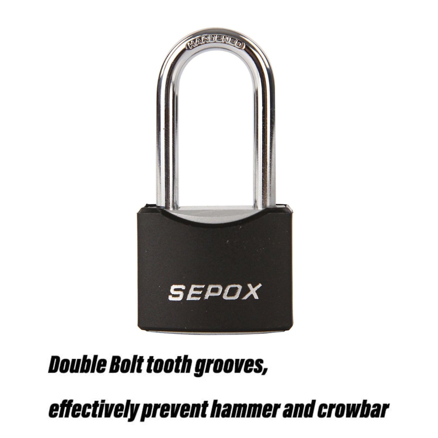SEPOX® Twins 1-9/16" All-Weather Outdoor Padlocks Keyed Alike, Long Shackle, Solid Steel Lock, Heavy-Duty with Black Cover, Design for Gate Fence Cabinet Toolbox School Gym Locker with 2pcs Same Key