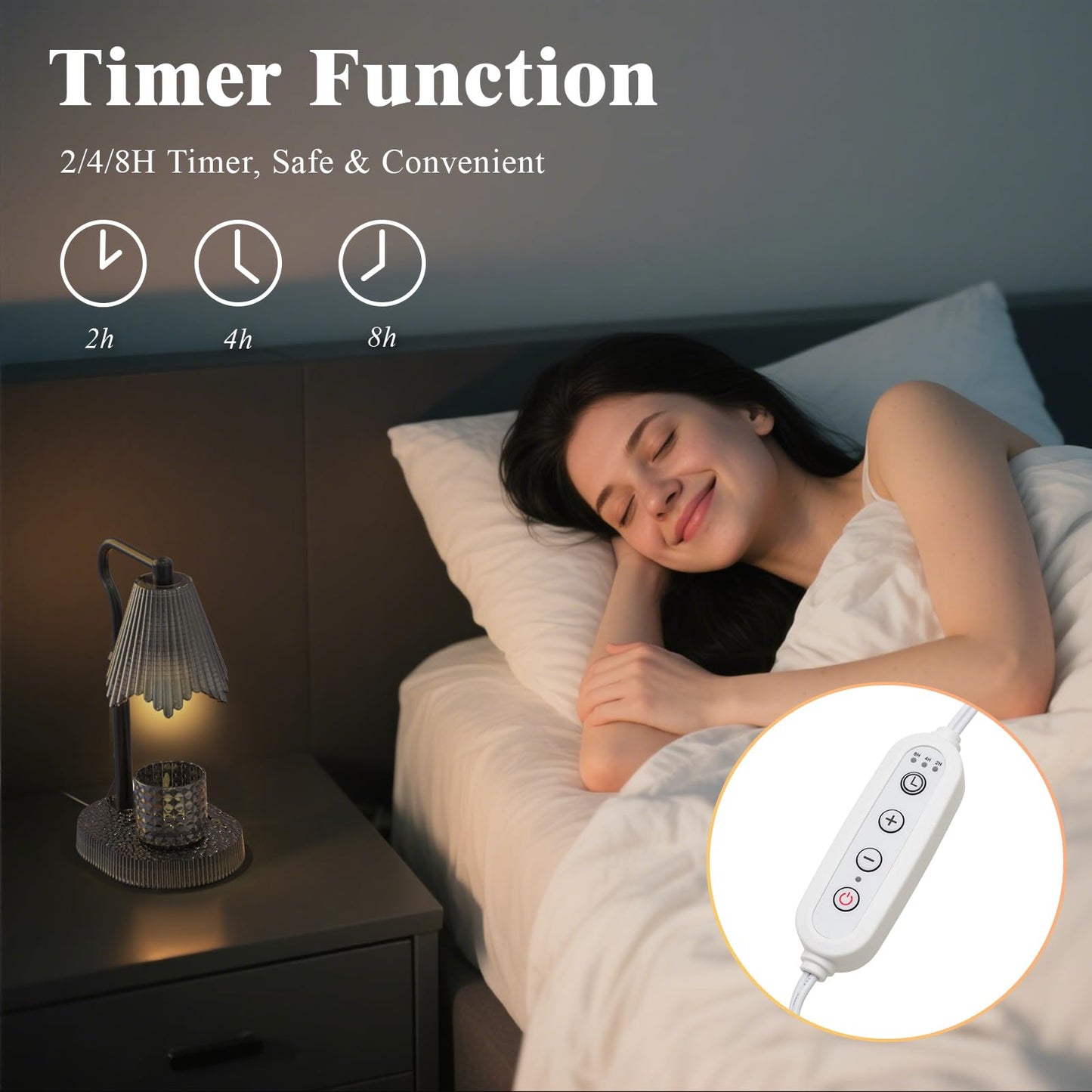 WYghyronic Candle Warmer Lamp with Timer & Dimmable 4-Level Brightness - Adjustable Height,for New Home Bedroom, Gifts for Women (Black)