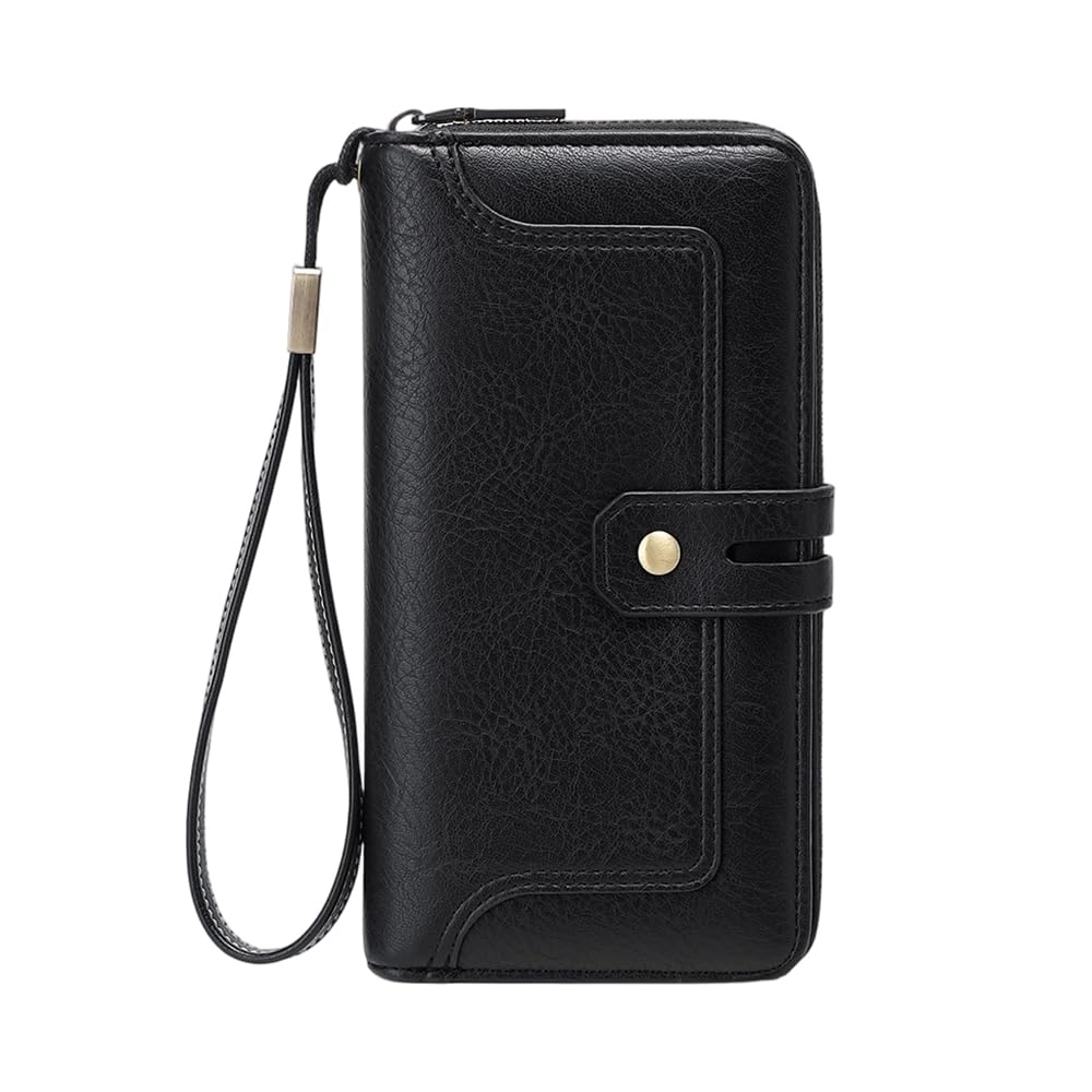 QITELL 2026 New Leather Wallet, Unisex 7.48 Inch Coin Purse, Daily Portable Pocket Pouch for Women Men Travel Shopping (Black)