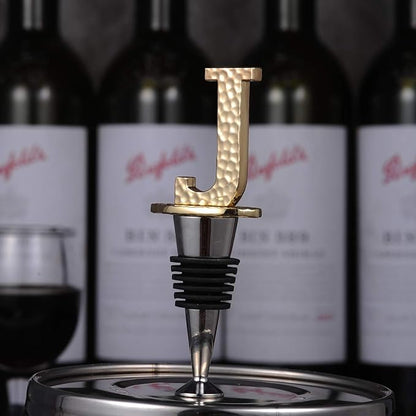 Miicol Wine Stopper, Prosecco Topper, Personalised Champagne Stopper, Gold Wine Accessories, Wine Lovers Gift, Monogram Gift, Letter J