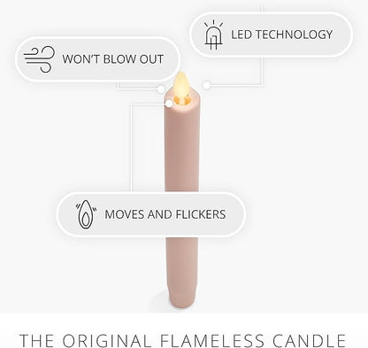 Luminara Flameless Candle Taper (1" x 9.5") Melted Top Real Wax Unscented Remote Ready Timer (Dusky Rose)