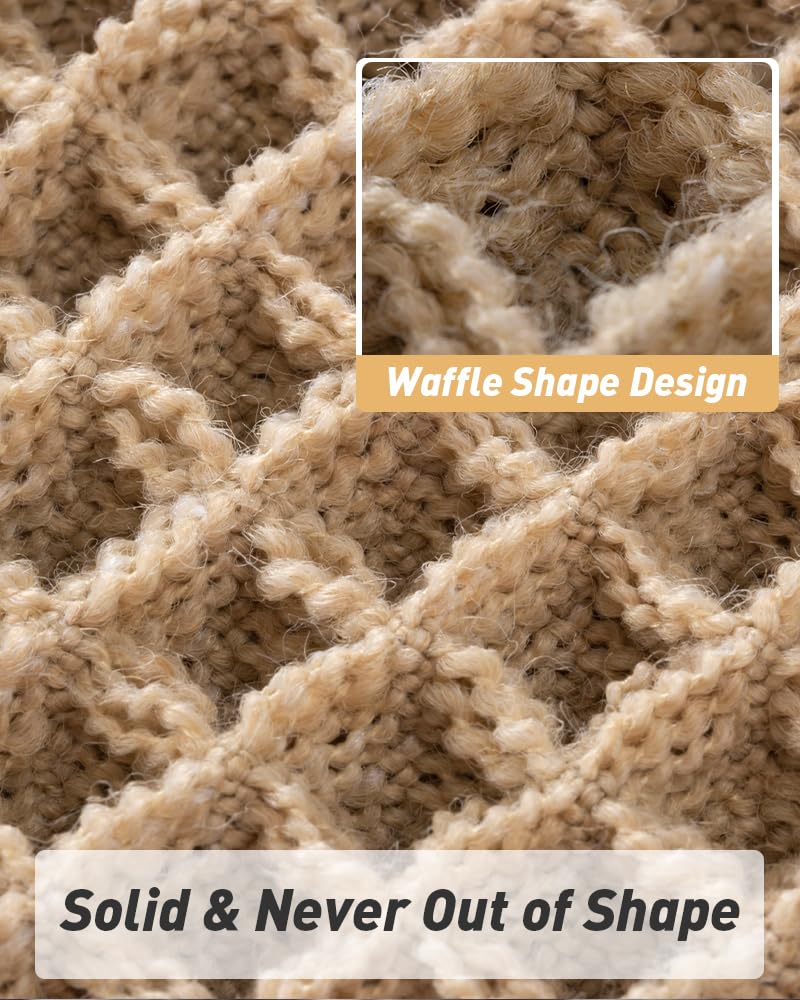 Upgraded Waffle Runner Rug, Super Absorbent Non Slip Bath Mats for Bathroom Floor, Machine Washable Bathroom Runner Rug with Tassels, Ideal for Hallway Bedroom Laundry Room, Brown, 2'x 6'(24" x 72")
