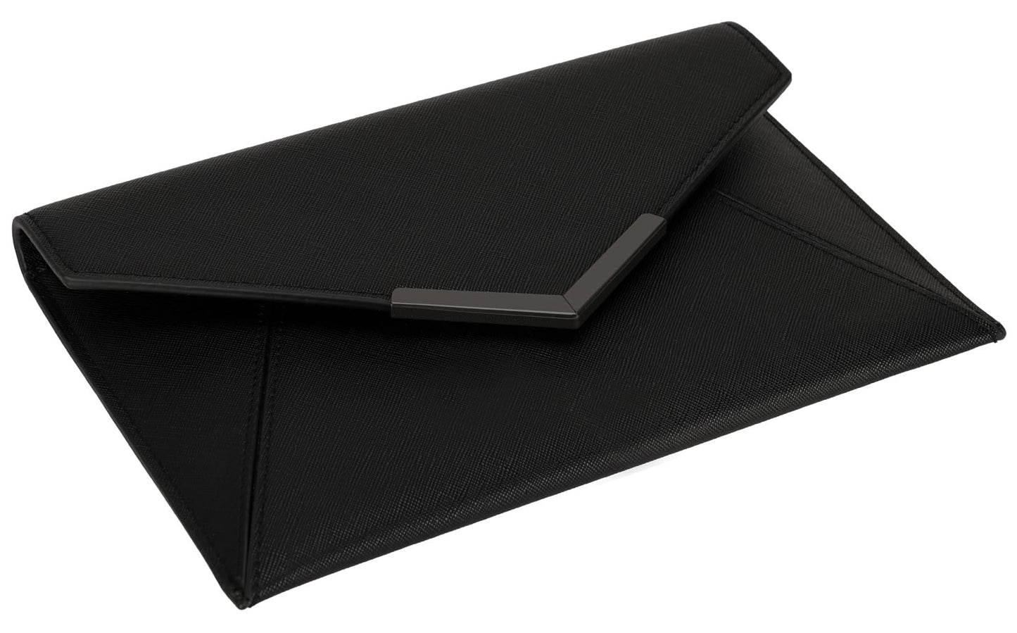 Dexmay Women Envelope Clutch Handbag Medium Saffiano Leather Foldover Clutch Purse Black