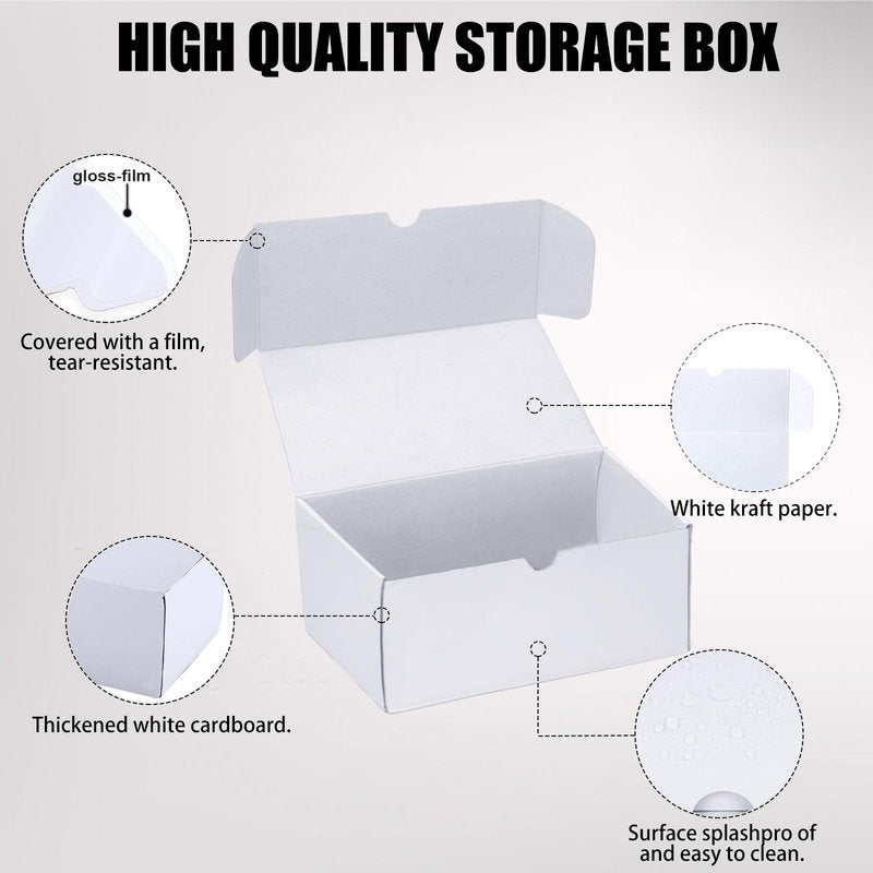 XRACV Toploader Trading Card Storage Box, 4-Pack 100 Count White Corrugated Cardboard Bulk Sports Top Loaders Storage Box for TCG/Magic/Mtg Basketball Cards, Collectible Trading Card Organizer