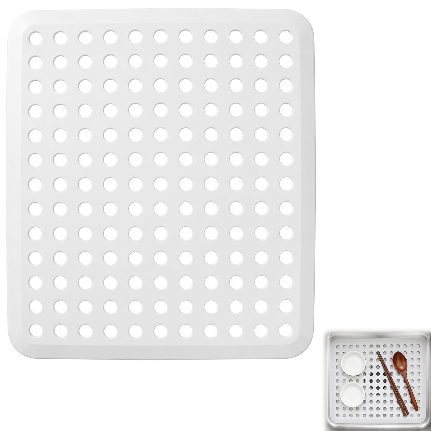 Sink Protector Mats 11.2x12.7 Inch Dish Drying Mats for Bottom of Kitchen Sink Fast Drain Sinks Mat for Glassware and Dishes