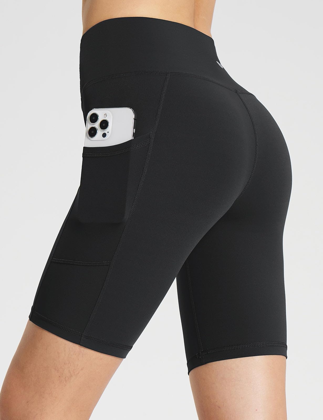baleaf Womens Spandex Shorts 5" High Waisted Biker Workout Lycra Compression Shorts with Pockets Black XXXL