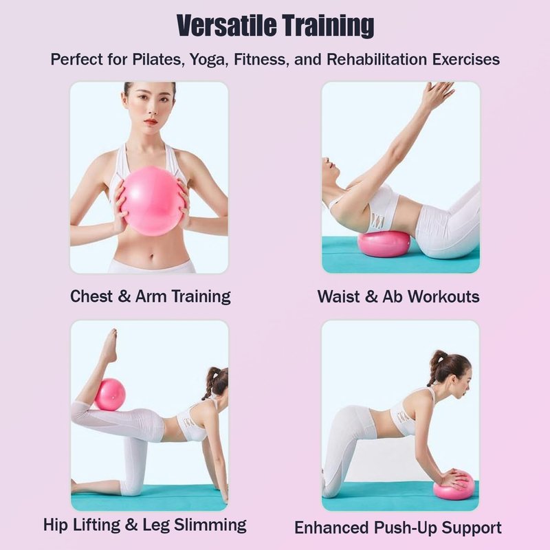 Mini Pilates Exercise Ball - 9 Inch Anti-Burst Stability Ball for Fitness, Stretching & Core Strength | Pink