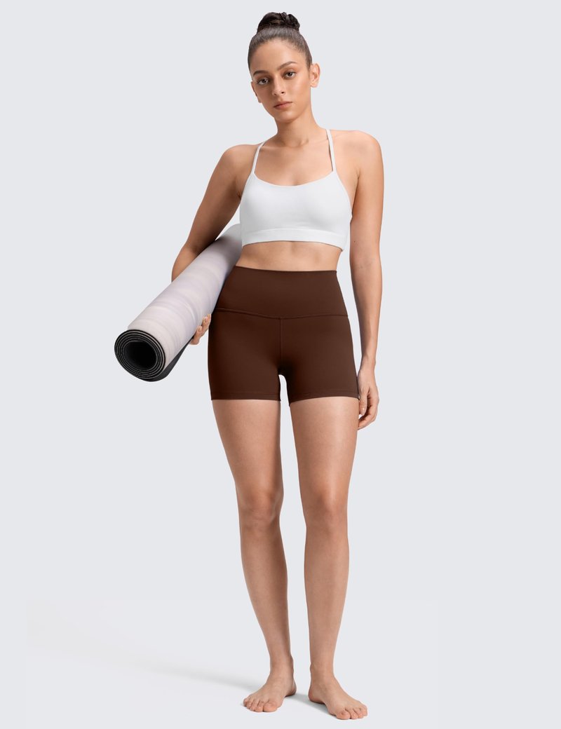 CRZ YOGA Butterluxe Biker Shorts 4'' - High Waisted Booty Workout Volleyball Yoga Womens Spandex Lava Brown X-Large