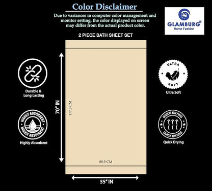 GLAMBURG 700 GSM Premium Cotton 2-Pack Oversized Extra Large Bath Sheets