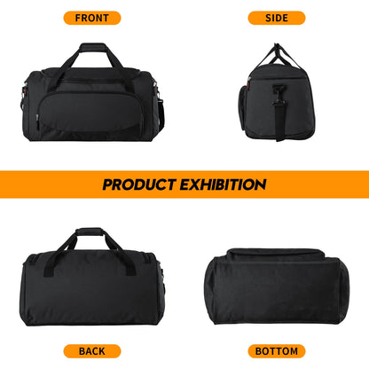 Gym Bag for Men - 55L Black Durable Large Duffle Bag for Travel, Workout, Fitness & Sport