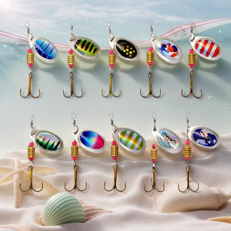 10-PCS Rotating Composite Lure Trout Lures Set – Lightweight and Versatile Fishing Hooks for All Angling Scenarios