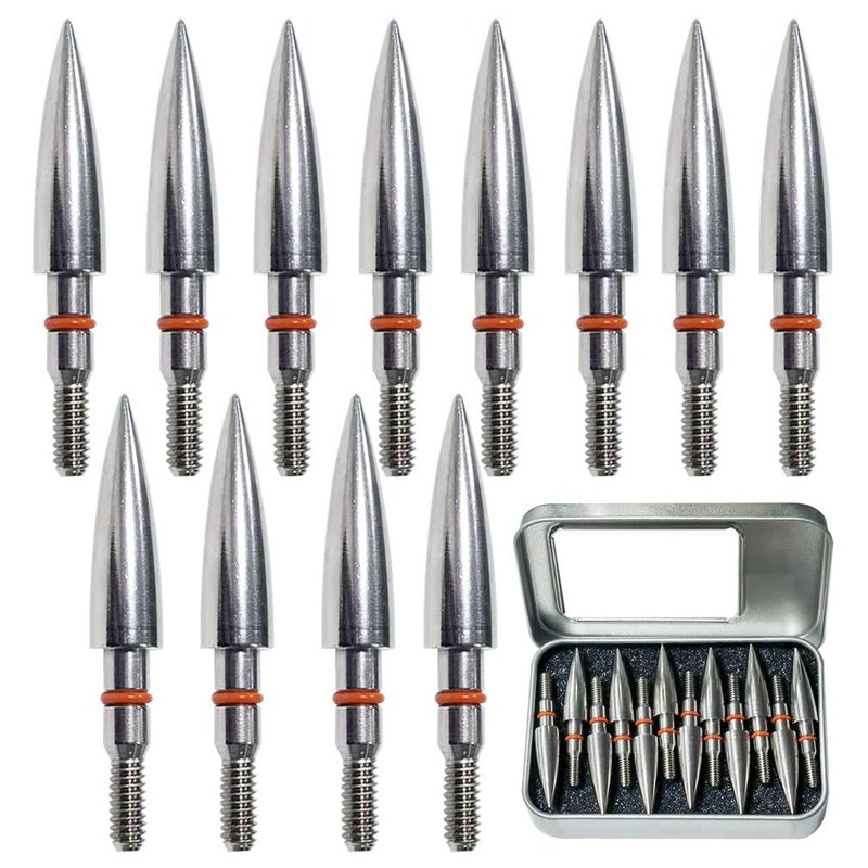 Archery Target Points 125 Grains Archery Field Points arrowheads,5/16″ Stainless Steel Screw in Archery Field Tips and Broadheads (1 Dozen 12 PCS)