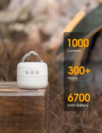 ZMNT LED Camping Lantern Rechargeable 1000LM, Up to 300H Running Time Camping Tent Light, 6700mAh Emergency Light for Hurricane, Power Outages, Home, Hiking, Water-Resistant