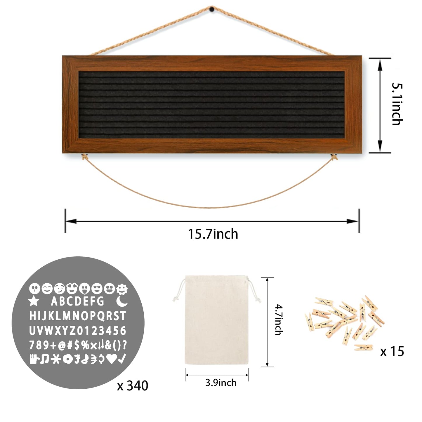 CJIAWYS Picture Frames Collage Photo Hanging Display, Felt Letter Board with 340 Letters and 15 Clips, Picture Board Rustic Frames for Wall Dorm Room Decor Christmas Holiday Birthday Party Present