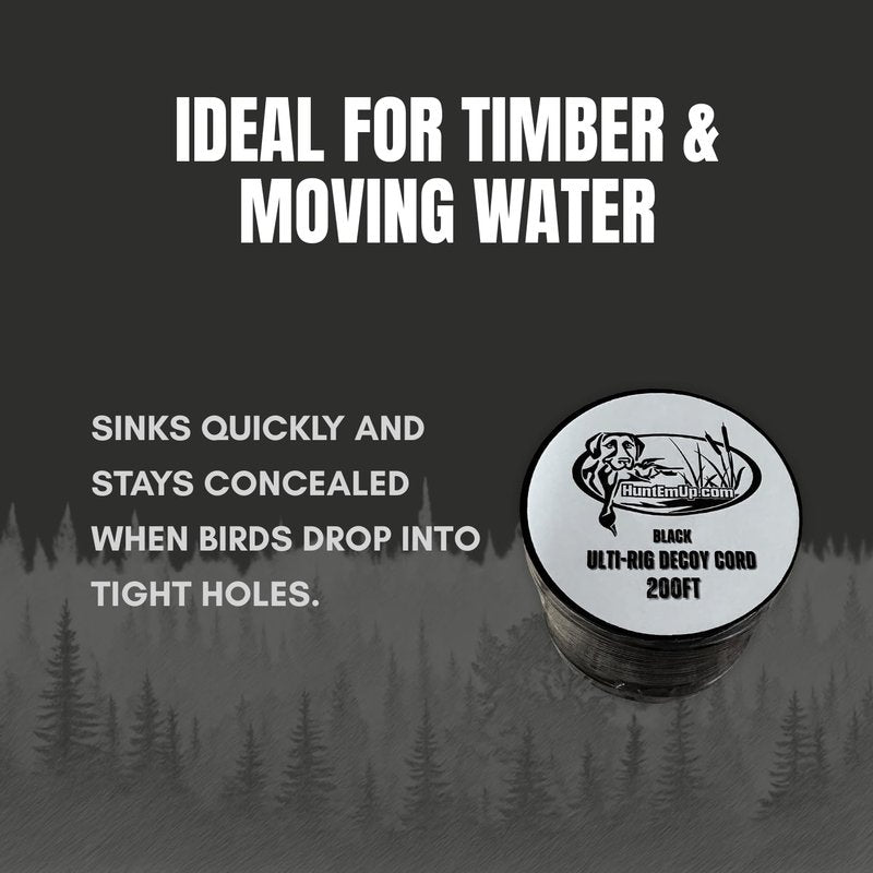 HuntEmUp Ulti-Rig Waterfowl Hunting Decoy Cord, 200 ft – Tangle-Free PVC Rigging Line for Duck & Goose Decoys – Durable Decoy Rigging Cord for Marsh, Timber & Open Water