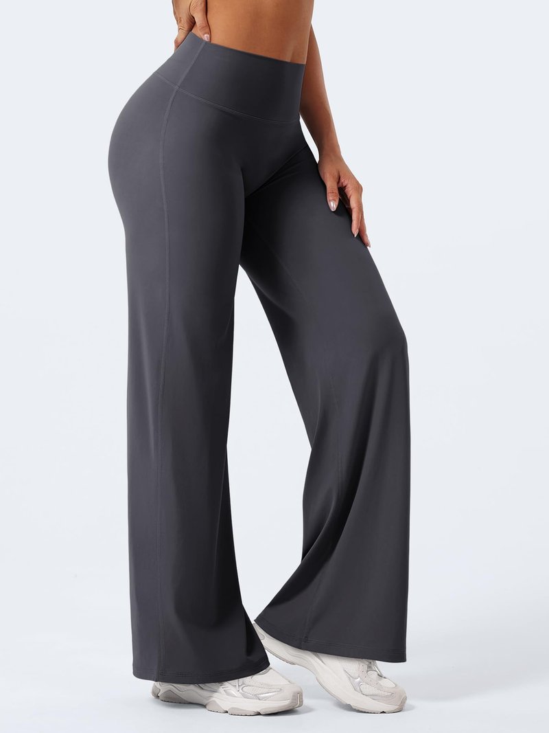 YEOREO Workout Leggings Womens No Front Seam Straight Leggings 31.5" Thin Fleece High Waist Buttery Eddiy Gym Yoga Pants Dark Gray XL