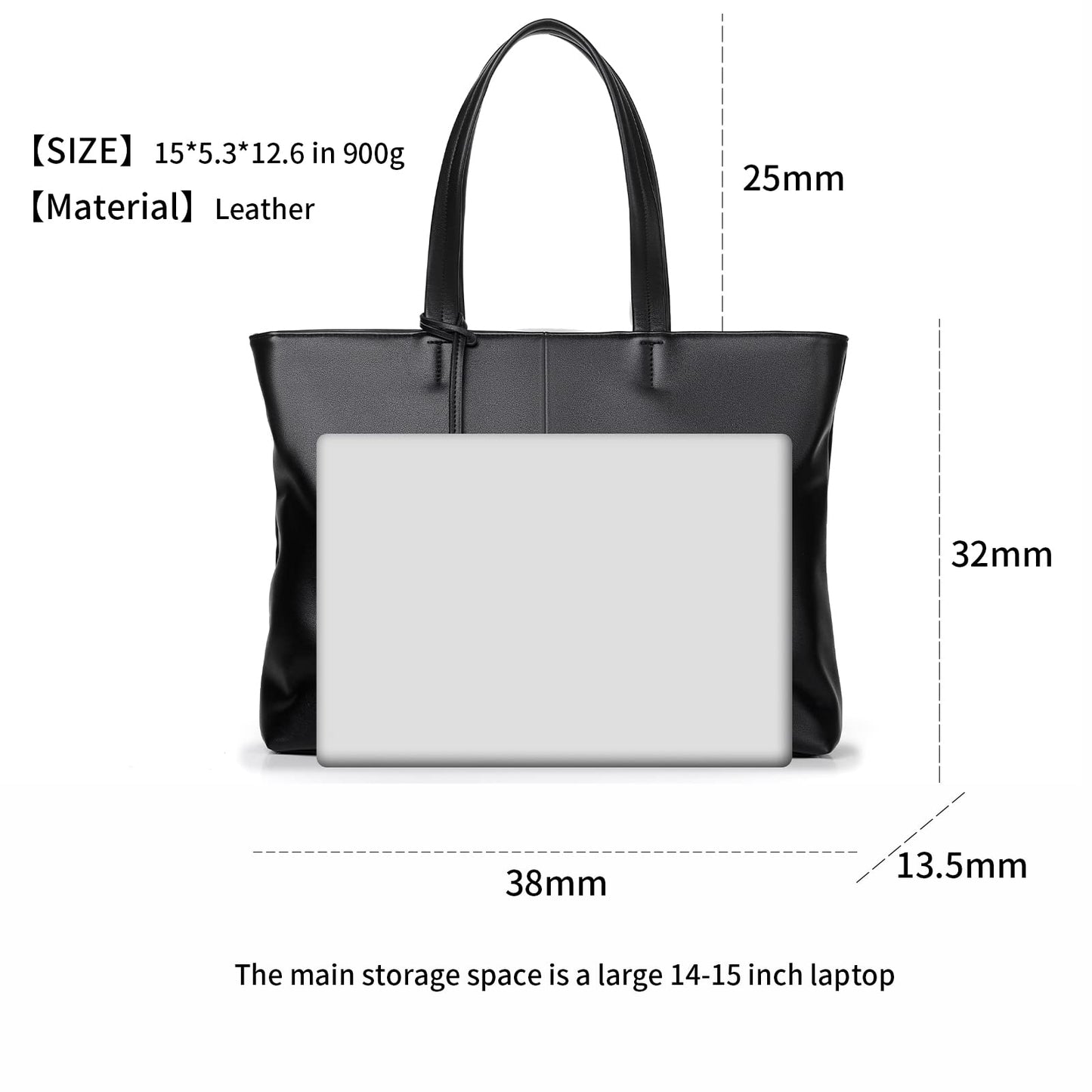 FSD.WG Men's Tote Bag,Business Bag, Leather Briefcase,Elegant Leather（PU）,Large Capacity,Black