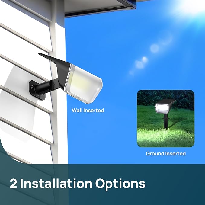 Linkind Solar Spot Lights Outdoor, 60 LEDs Solar Lights Outdoor Waterproof IP67 with 30% Conversion Rate, Ideal for Landscape, Garden, Yard, Pathway (4 Pack, Cool White)