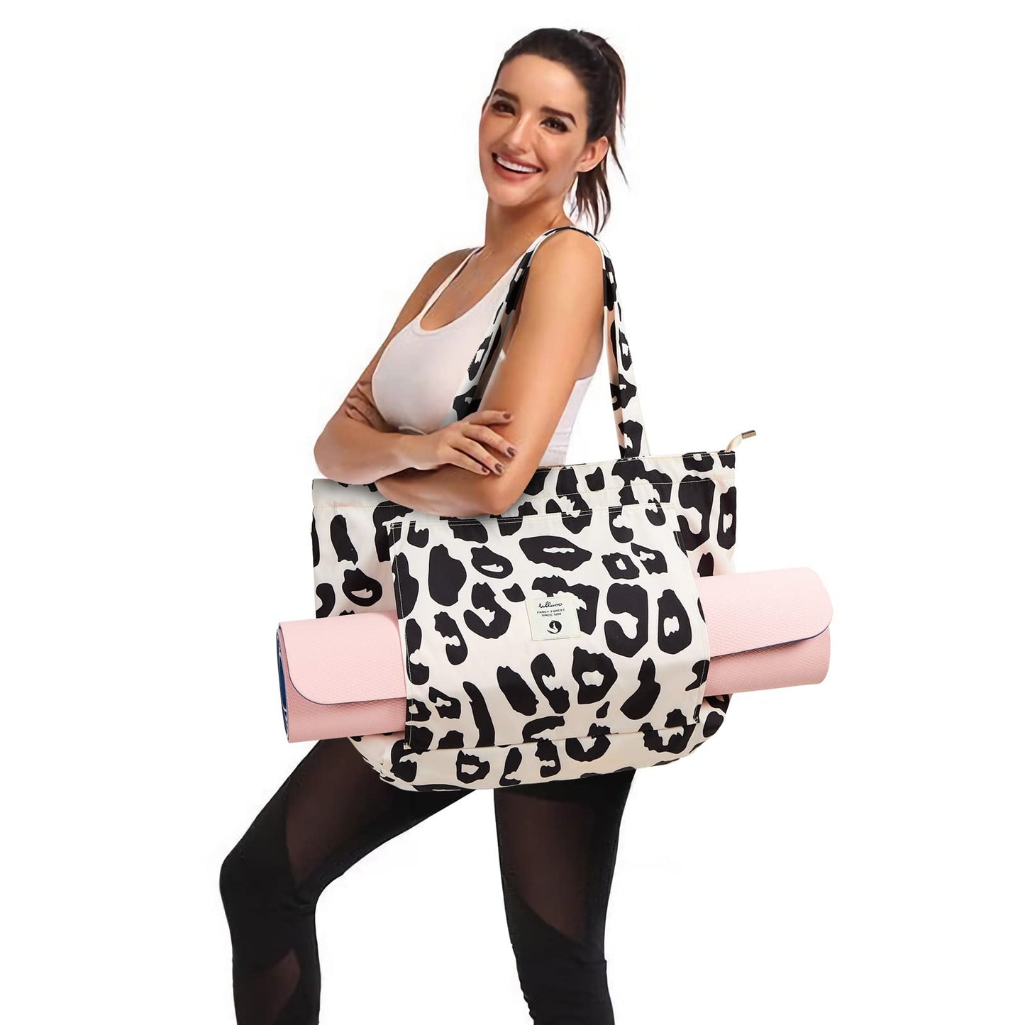 WLLWOO WLLWOO Yoga Bags for Women with Yoga Mats Bags Carrier Carryall Canvas Tote for Pilates Shoulder for Travel Office Beach Workout