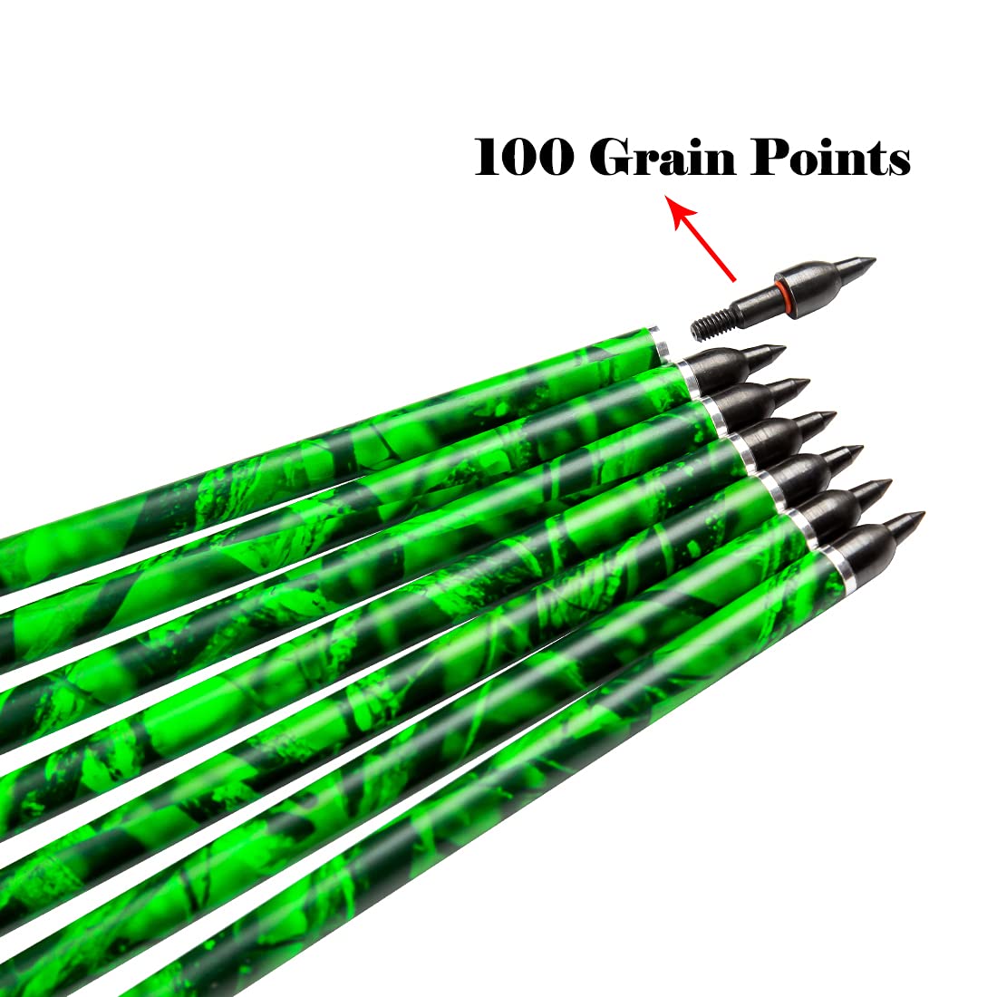 Pinals Archery Camo 400 Grain Crossbow Bolts 22 20 inch Carbon Hunting Arrows Crossbolt 12PCS Green 20"