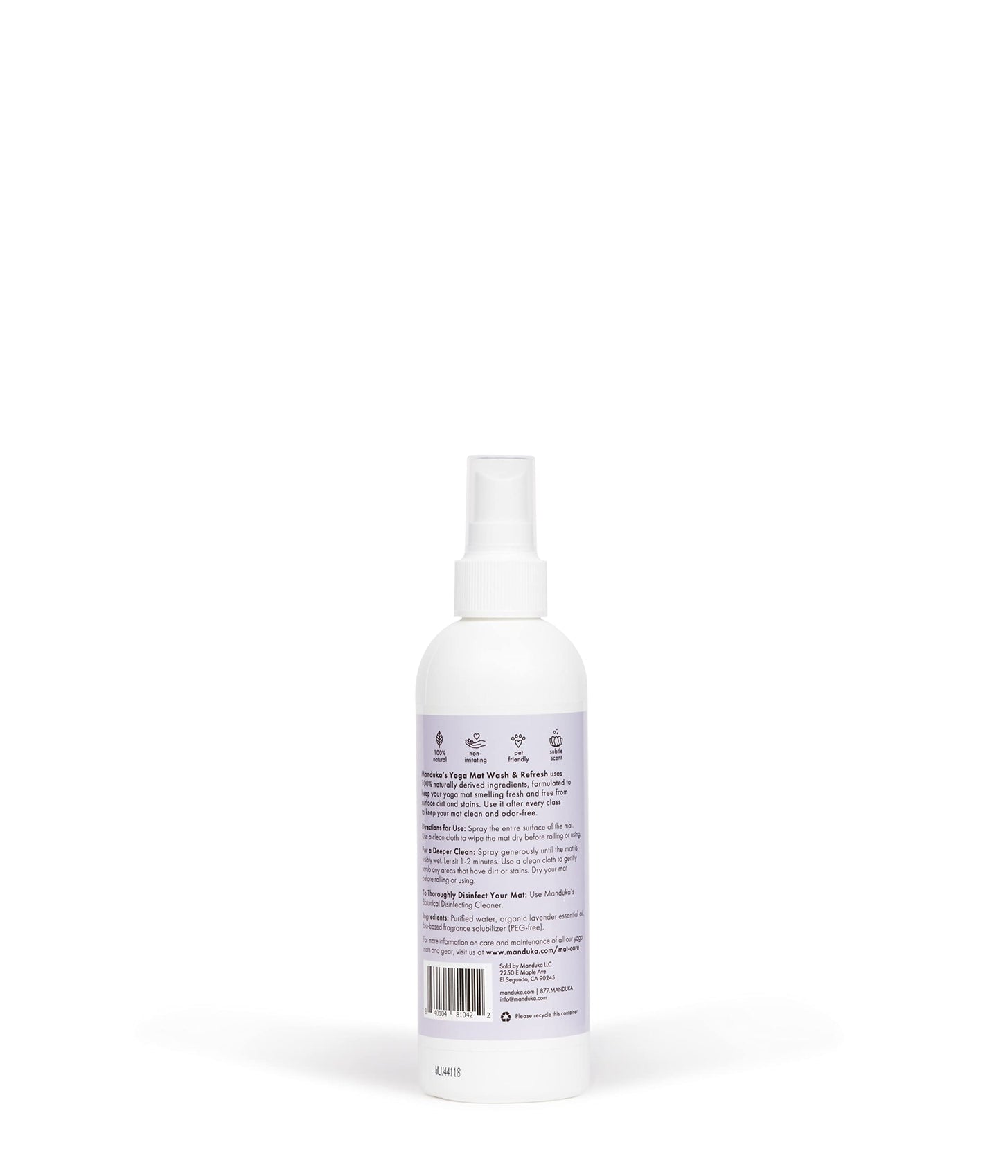Manduka Yoga Mat Wash and Refresh – 100% Natural Essential Oil Yoga Mat Cleaning Spray, Fitness Equipment and Gym Accessories Cleaner, Non-irritating, Pet Friendly | Lemongrass Scent, 8 oz