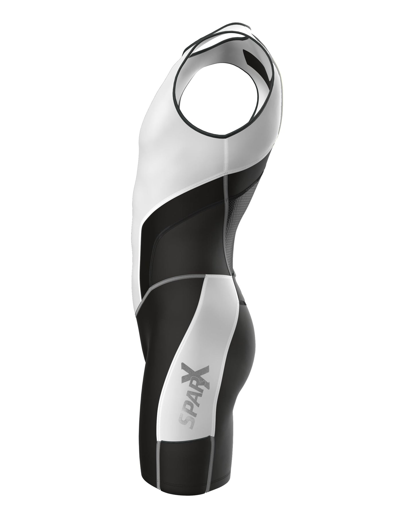 Sparx X Triathlon Suit Men Racing Tri Cycling Skin Suit Bike Swim Run (White_Elite, XL)