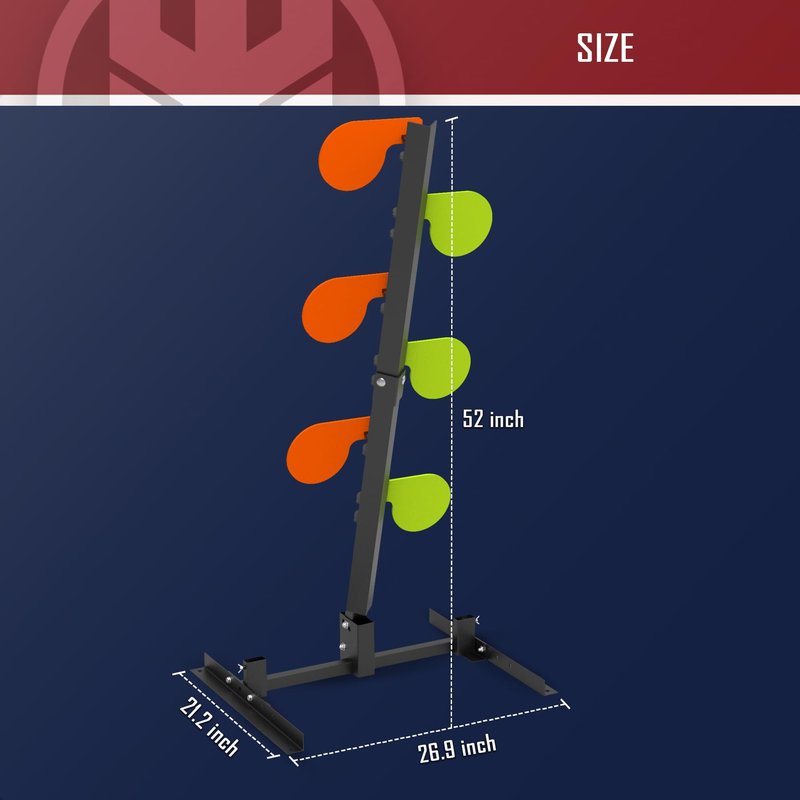 KNINE OUTDOORS AR500 Dueling Tree Target Kit, Angle-Adjustable Stand, 6-Piece 3/8" Thickness Steel Paddles in 6" Diameter, Steel Target for Shooting