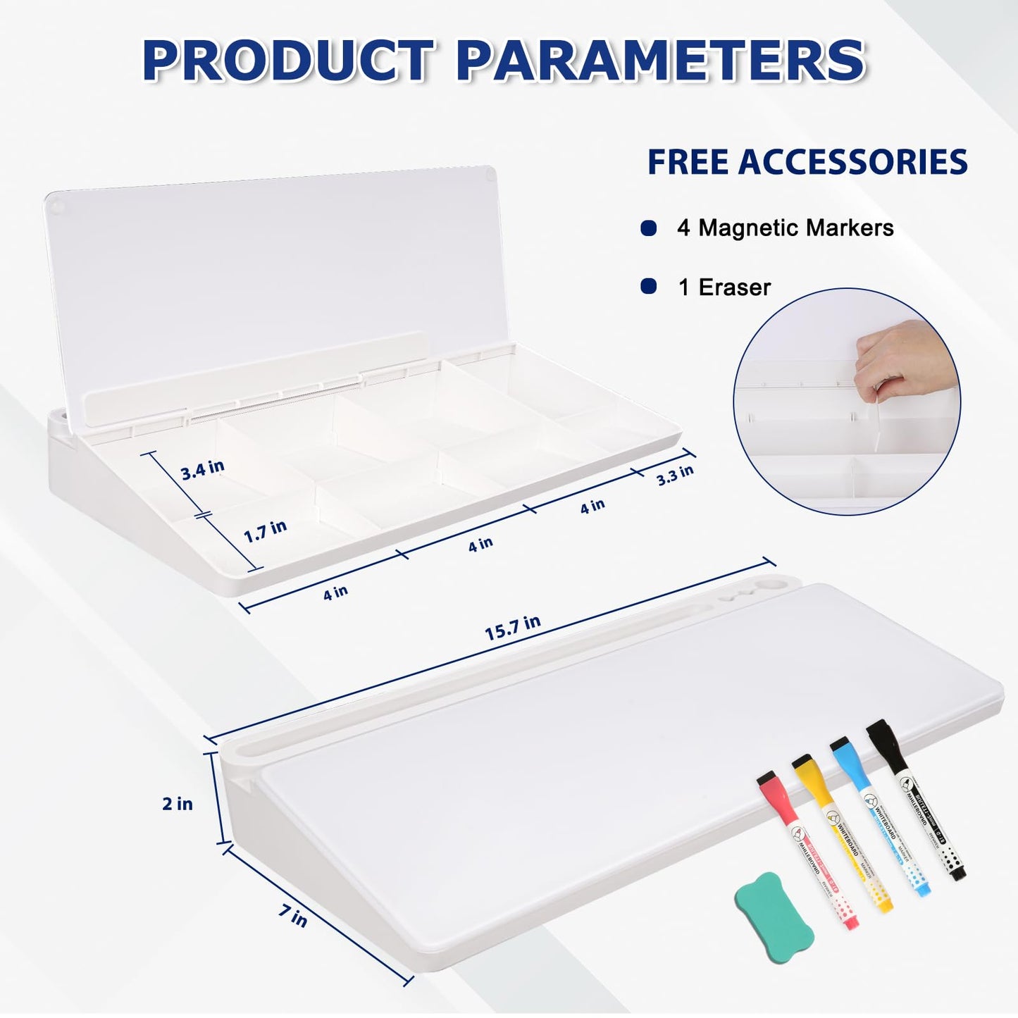 Desktop Glass Whiteboard with Storage, Desk White Board with Computer Keyboard Stand, White Dry Erase Board with Drawers for Home, School, Office Desk Organizers and Accessories