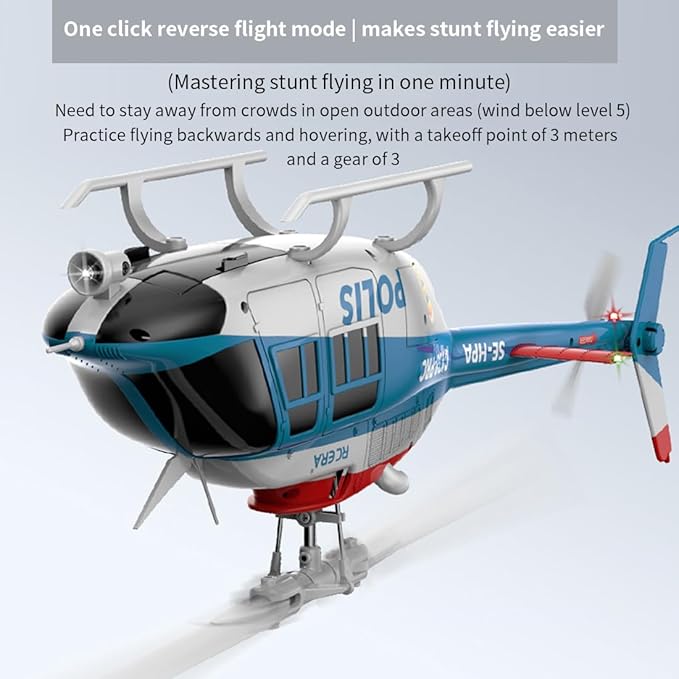 RC ERA 1/33 Scale C138 Pro Bell 206 RC Helicopter 2.4G 6CH 6-Axis Gyro Flybarless Heli with Optical Flow Upside Down 3D Rolling One-Key Takeoff(3 Battery)