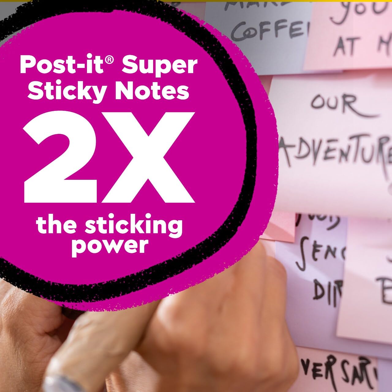 Post-it 100% Recycled Paper Super Sticky Notes, 3 x 3 in., 18 Sticky Note Pads, School Supplies and Office Products, Sticky Notes for Vertical Surfaces, Wanderlust Pastels Collection