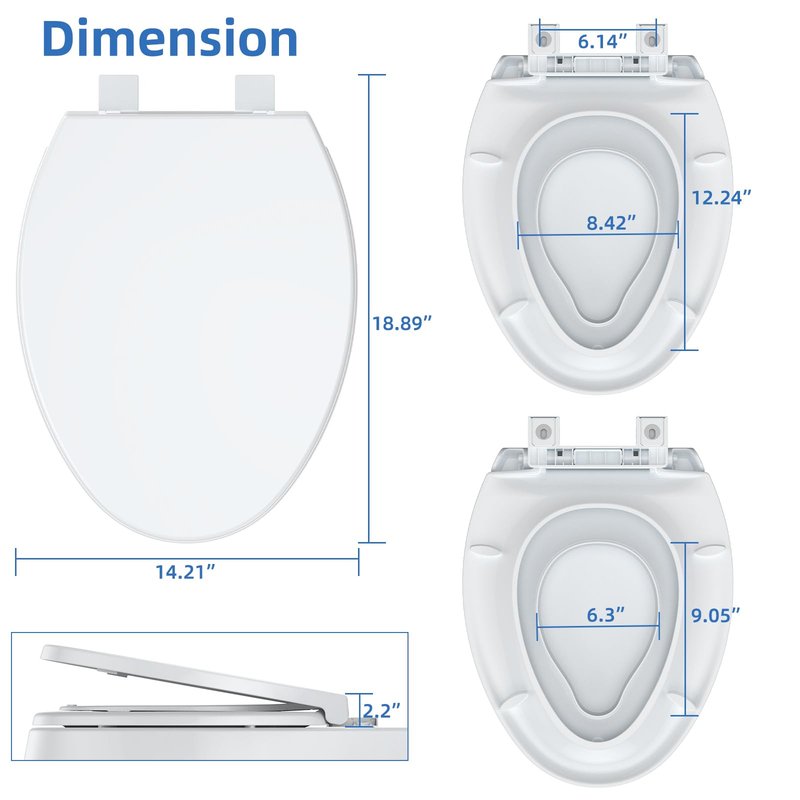 Toddler Toilet Seat – White Elongated Toilet Seat with Toddler Seat, Quick-Release & Slow-Close Hinges, Child & Adult Friendly, Fits 19-Inch Elongated Toilets, Perfect for Family Bathroom Training