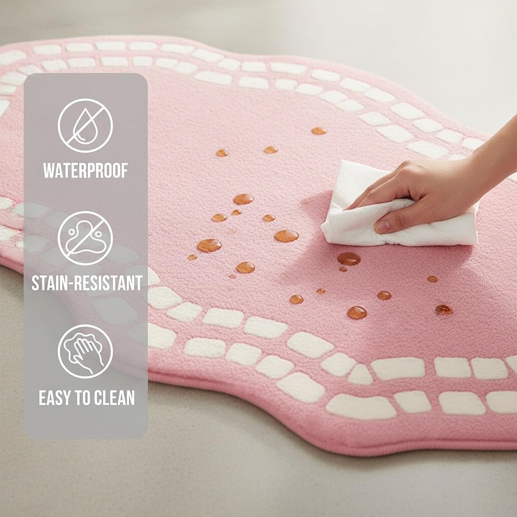 Irregular Shaped Rug 3x5 Minimalist Washable Non-Slip Area Rugs for Living Room Dining Room Bedroom Ultra Soft Faux Wool Nursery Playroom Carpet Lavender Purple Irregular Wavy Edge Throw Mat