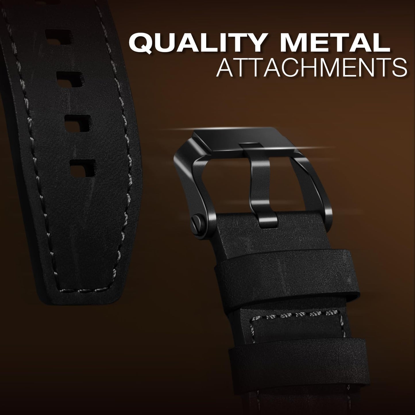 Leather bands Compatible With Apple Watch Ultra Band 49mm 46mm 45mm 44mm 42mm, Superior Genuine Leather Rugged Metal Connector Durable Strap for Men iWatch Ultra3 2 1,Series 11 10 9 8 7 6 5 4 3 SE3 SE