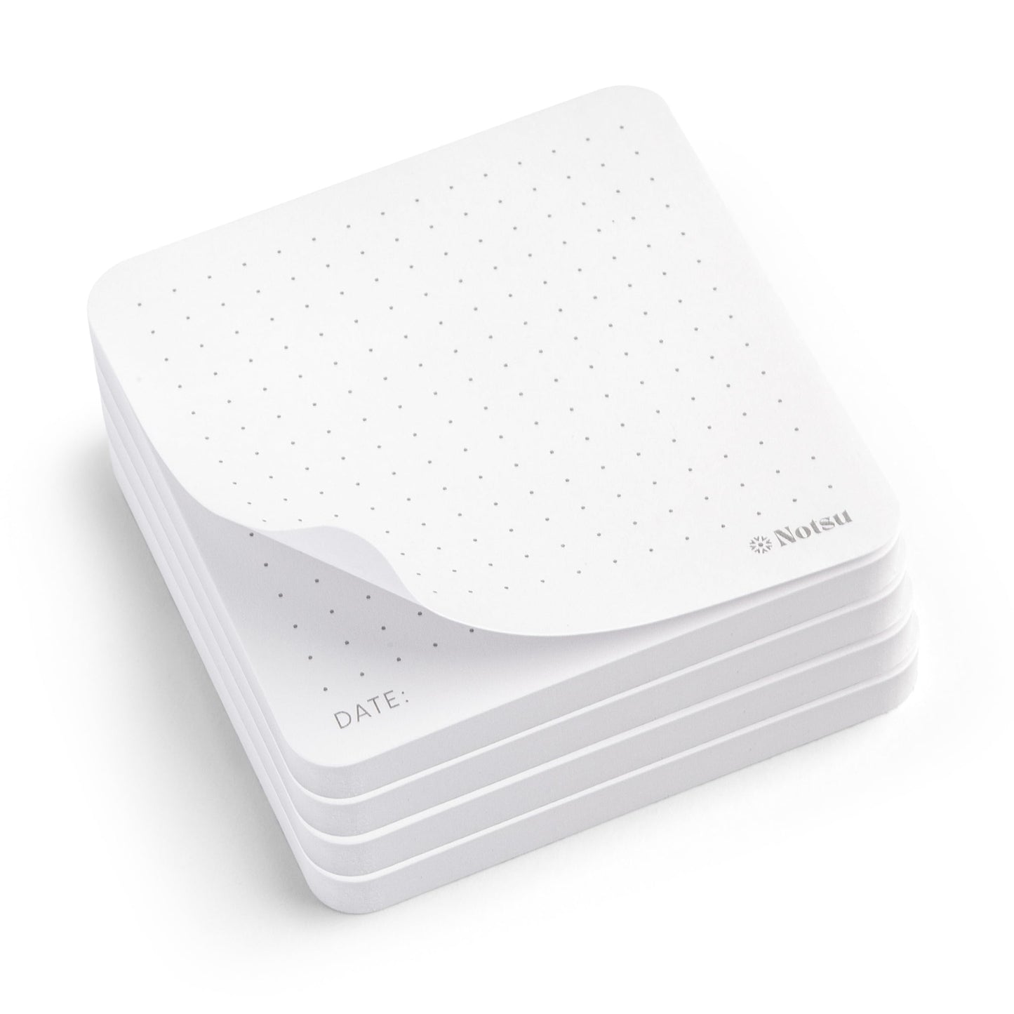 Notsu Dot Grid Sticky Notes 4pk | Premium Thick Paper 120gsm | Dotted Memo Pads with Date, 3" x 3"